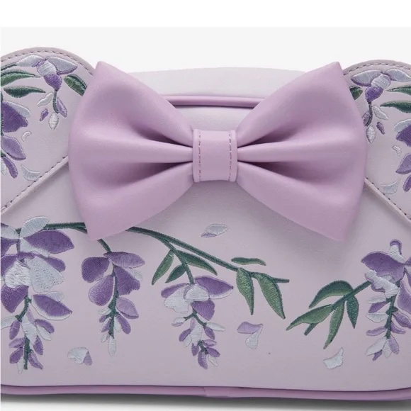 NWT Loungefly Disney Wisteria Floral Scentee Crossbody Bag Purple Bow - Picture 4 of 4